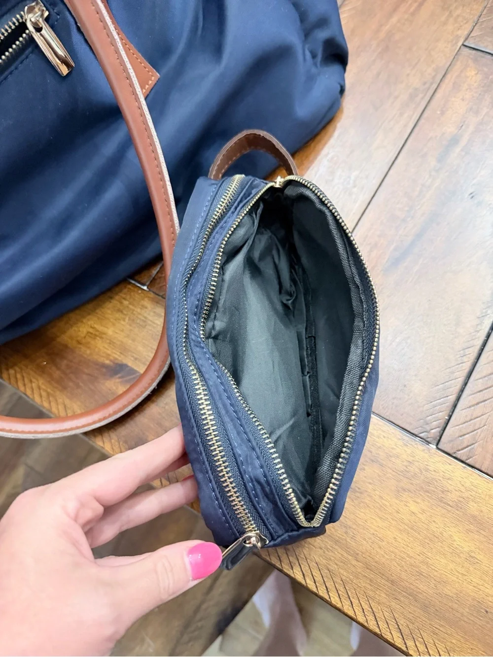 Navy Pencil Pouch with Brown Trim by The Teacher Tote